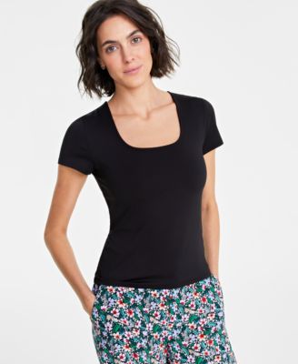 On 34th - Women's Cap-Sleeve Square-Neck Tee