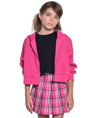 With Jules - Big Girls Hooded Waffle Zip-Up Hoodie
