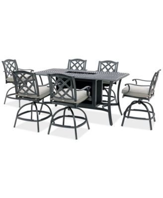 Agio - Wythburn 7-pc. Outdoor Bar Height Fire Pit Chat Set, Created for Macys
