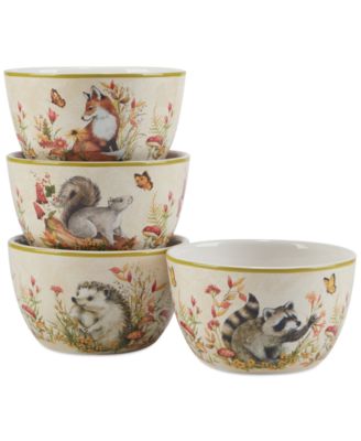 Certified International - Woodland Critters Ice Cream Bowls, Set of 4