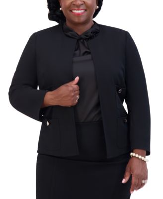 Kasper - Women's Open-Front Round-Neck Blazer