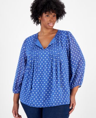 Tommy Hilfiger - Plus Size Perfect Dot Pintucked Top