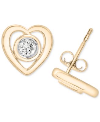 Wrapped - Diamond Heart Stud Earrings (1/6 ct. t.w.) in 14k Gold