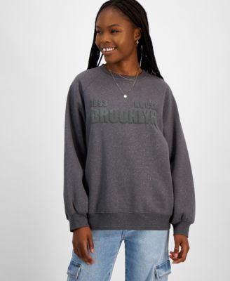 Planet Heart - Women's Embossed Graphic Glitter-Finish Sweatshirt