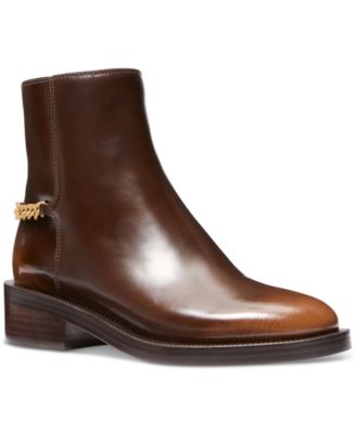 Michael Kors - Women's Carlisle Chain-Detail Brown Ankle Booties