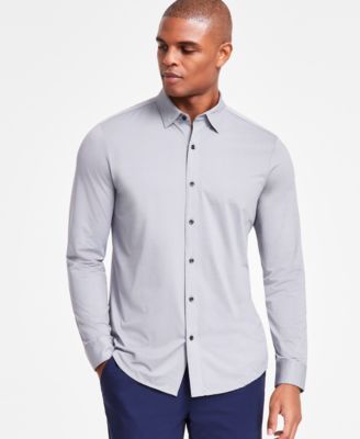 Alfani - Men's Alfatech Yarn-Dyed Long Sleeve Performance Shirt
