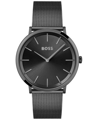 Hugo Boss - Men's Skyliner Black Stainless Steel Mesh Bracelet Watch 40mm