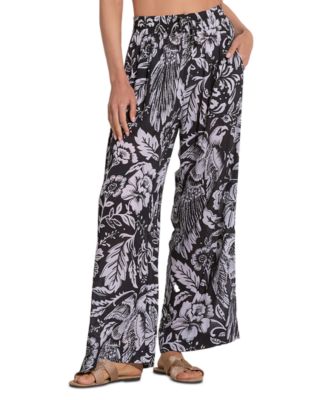 Elan - Women's Maldives Floral-Print Wide-Leg Pants