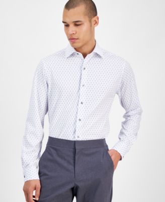 Alfani - Men's Slim Fit Long Sleeve Button-Front Dash Diamond Print Shirt