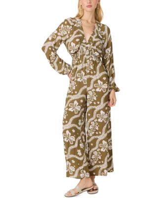 O'Neill - Juniors' Zadie V-Neck Smocked-Waist Jumpsuit