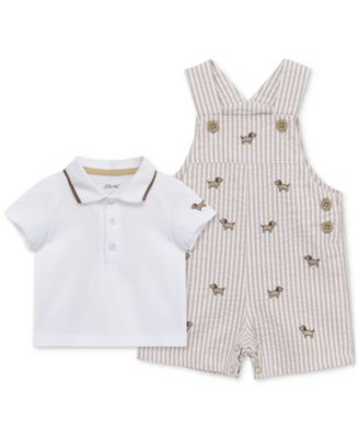 Little Me - Baby Boys Cotton Puppies Polo Shirt & Shortall, 2 Piece Set