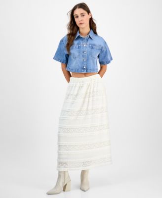 And Now This - Petite Lace Smocked Maxi Skirt