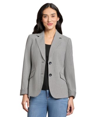 Jones New York - Women's Notched-Collar Gingham Blazer