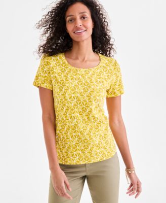 Style & Co - Women's Cottage Tile Scoop-Neck T-Shirt