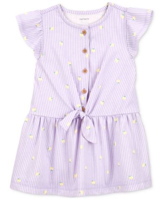 Carter's - Toddler Girls Lemon-Print Striped Button-Front Dress