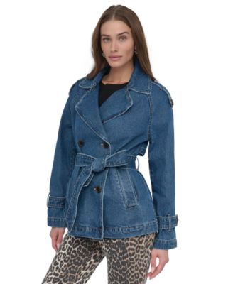 DKNY - Women's Short Belted Double-Breasted Trench Coat