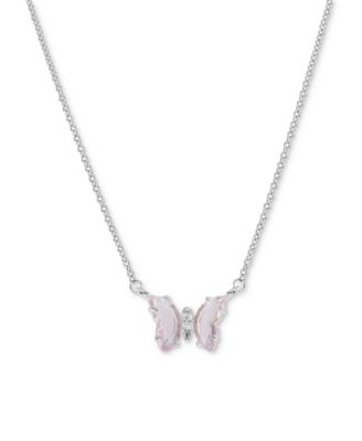 Macy's - Crystal Multicolor Butterfly Pendant Necklace in 14k Gold-Plated Sterling Silver, 16" + 2" extender