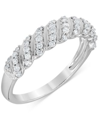 Macy's - Diamond Diagonal Row Band (1/4 ct. t.w.) in 14k White Gold