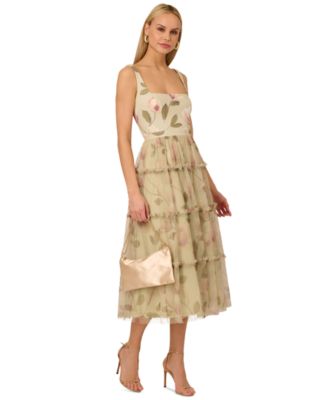Adrianna by Adrianna Papell - Women's Printed Tiered Sleeveless Midi Dress