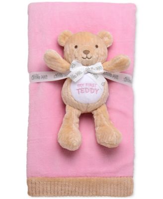 Little Me - Baby Girls 2-Pc. Giftable Blanket & Teddy Bear Set