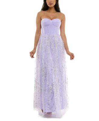 Violet Weekend - Juniors' Sequin Pearl Corset Gown