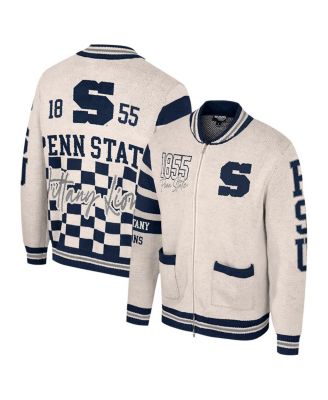 Colosseum - Women's Cream Penn State Nittany Lions Jacquard Full-Zip Sweater
