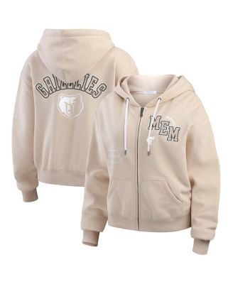 WEAR by Erin Andrews - Women's Tan Memphis Grizzlies Tonal Felt Patch Full-Zip Hoodie