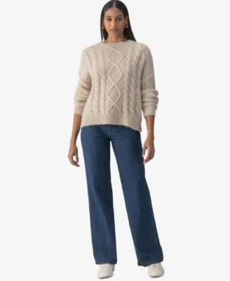 Sanctuary - Women's Cozy Cable-Knit Back-Slit Sweater