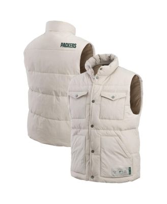 Fanatics - Men's Cream Green Bay Packers Puffer Full-Snap Vest