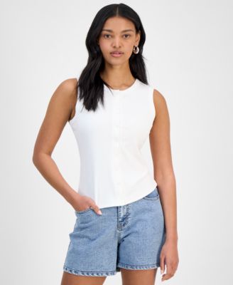 And Now This - Women's Snap-Closure Ribbed Tank