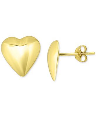 Giani Bernini - Sculptural Heart Stud Earrings in Sterling Silver or 18k Gold-Plated Sterling Silver