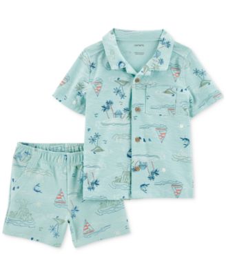 Carter's - Toddler Boys Button-Down Shirt & Pull-On Shorts, 2 Piece Set