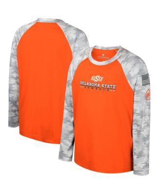 Colosseum - Big Boys and Girls Orange/Camo Oklahoma State Cowboys OHT Military Appreciation Dark Star Raglan Long Sleeve T-Shirt