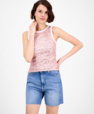 GUESS - Women's Alexia Sequin Cotton Sleeveless Top