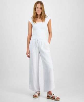 JM Collection - Women's Cotton Tulip-Hem Gauze Pants, Exclusively at Macy's
