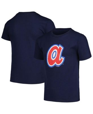 Soft As A Grape - Big Boys and Girls Navy Atlanta Braves Cooperstown Collection T-Shirt