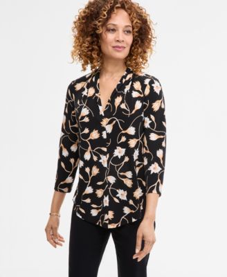 JM Collection - Women's Printed 3/4-Sleeve Top, Exclusively at Macy's
