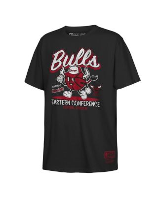 Mitchell & Ness - Big Boys and Girls Black Chicago Bulls Retro Mascot Script T-Shirt