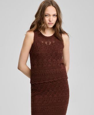 And Now This - Women's Sleeveless Crochet Cotton Tank Top