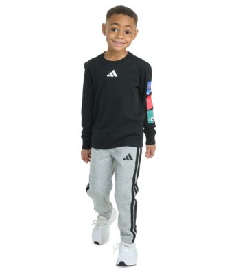 adidas - Toddler & Little Boys Long-Sleeve Graphic T-Shirt & Jogger Pants, 2 Piece Set