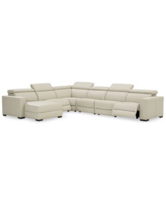 Furniture - Nevio 6-Pc. Leather Sectional w/ Chaise & 2 Power Recliners, Only at Macy's