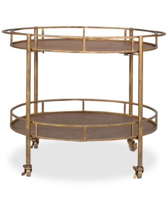 3R Studio - Metal Oval 2-Tier Bar Cart on Casters