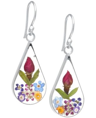 Giani Bernini - Medium Teardrop Dried Flower Earrings in Sterling Silver. Available in Multi, Blue, Yellow or Purple