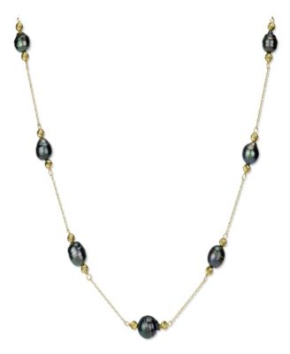 Macy's - Black Tahitian Pearl (8-9mm) Necklace in 14k White or Yellow Gold