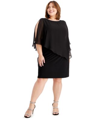 MSK - Plus Size Embellished Chiffon-Overlay Dress