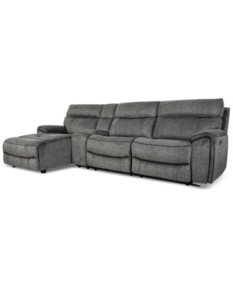 Furniture - Hutchenson 4-Pc. Fabric Sectional with 2 Power Recliners, Power Headrests and Console