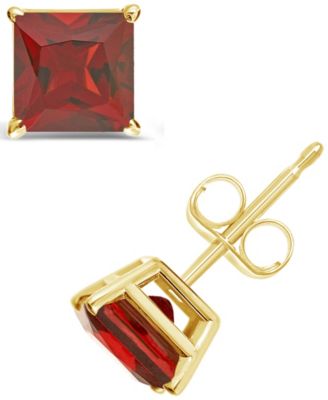 Macy's - Princess-cut Gemstone Stud Earrings in 14K Yellow Gold