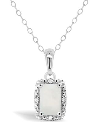Macy's - Gemstone and Diamond Accent Pendant Necklace in Sterling Silver