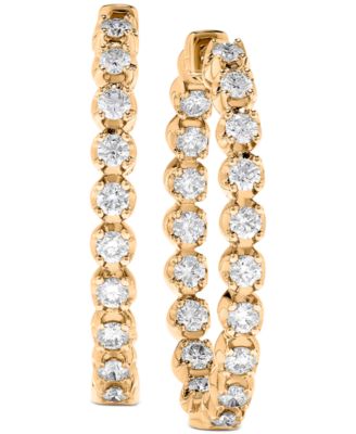 Macy's - Diamond Inside-Out Oval Medium Hoop Earrings in 14k White Gold or 14k Gold, 1.25"
