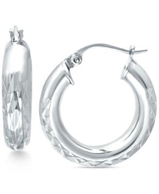 Giani Bernini - Small Embellished Hoop Earrings in Sterling Silver, 25mm